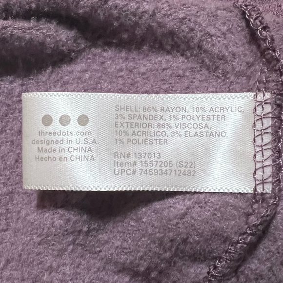 Three Dots Purple Speckled Fuzzy Cozy Comfy Loungewear Pullover Sweatshirt Sz M - Picture 8 of 8